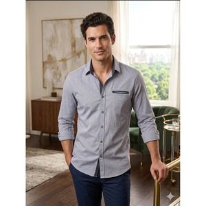 Craft Flow Mens Light Blue Long Sleeve Button Down‎ Shirt Stretch Small